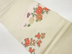 リサイクル　雲取りに花模様織出し名古屋帯